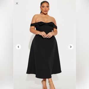NWT Off the shoulder black midi dress